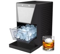 Machine à glaçons transparente de comptoir, machine à sphère de glace en cristal d'une capacité de 1,2 L, 2 boules de glace en 55 minutes, machine à glaçons sphérique autonettoyante(Black,150W-35MINS)