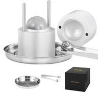 Machine à glaçons VEVOR Jeu de moules à glaçons 60 mm, Moule à glaçons Boule à glace avec pince à glace & égouttoir, Alu Moules à glaçons résistants Bac à glaçons Whisky Americano, jus & lait Argent