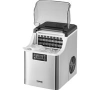 VEVOR Machine à Glaçons de Comptoir Rendement 20,4 kg/24 h, Appareil de Préparation de Glaçons Portable, Autonettoyante avec Pelle à Glace et Panier, pour Cuisine Bar Bureau Maison, Argenté
