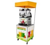 Machine à granita professionnelle - PESAGE MB - 2 x 15 L - Chariot inox - Parasol jaune - R290 900 W