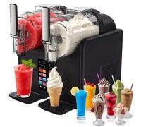 Machine a Granita 7-in-1 Slush Machine a Granite, Machine à Granité avec écran LED et Double Cuve 2 X 2L, Sorbetiere Slushi Machine à Boissons Glacées, Granités, Milkshakes, Frappés et Cocktails, Noir