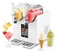 Machine À Granita À Double Bol 2×2l, Sans Glace, Pour Boissons Glacées Et Glaces À L'italienne, Avec 7 Programmes Prédéfinis Et Température De Glace Réglable, Pour Les Cafés, Bars Blanc