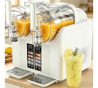 Machine À Granita Électrique, Double Cuve 2 X 2L, Usage Professionnel, Pour Boissons Glacées Et Glaces À L'italienne. 7 Programmes Prédéfinis, Température Réglable De -10°C À 0°C Blanc
