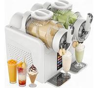 Machine à granité à double fente 2l *, pas de glace nécessaire, 7 préréglages, affichage de la température en temps réel, temps de préparation 20-30 minutes, nettoyage automatique, frappés(White)