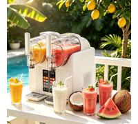 Machine à granité à double réservoir de 2 L, 380 W, 7 modes prédéfinis, autonettoyante, smoothies en 18 à 25 minutes, for les magasins de thé à bulles et les restaurants