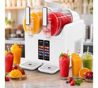 Machine À Granité Commerciale, 430 W, Double Cuve 2 L/0,53 Gal, 7 Programmes Préréglés, Écran Led Et Nettoyage Automatique,Pour Cocktails Glacés, Smoothies Et Boissons Frappées, Noire white
