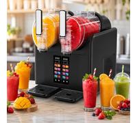 Machine À Granité Commerciale, 430 W, Double Cuve 2 L/0,53 Gal, 7 Programmes Préréglés, Écran Led Et Nettoyage Automatique,Pour Cocktails Glacés, Smoothies Et Boissons Frappées, Noire Black