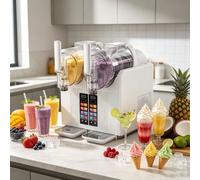 Machine à granité commerciale à double réservoir 430 W 2 L, 7 programmes prédéfinis avec affichage LED et nettoyage automatique, pas de glace nécessaire, for smoothies