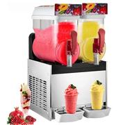Machine à Granités Commerciale 2X15L Machine à Granitas en Inox PC Alimentaire Machine à Slushie Réfrigération Rapide Panneau Pratique Auto-Nettoyage pour Boissons Frappées Restaurants Cafés Bars