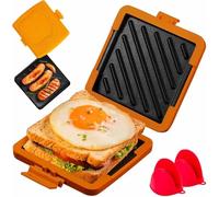 Machine à griller pour micro-ondes, 3 en 1 efficace, machine à fromage grillé avec plateau antiadhésif, pour fromage grillé et paninis, cuisson rapide, facile à nettoyer (orange)
