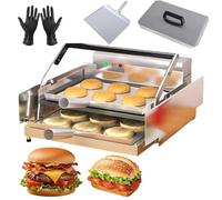 Machine à hamburger double couche en acier inoxydable, grille-pain automatique 800 W, température réglable de 50 à 300 °C et minuterie de 0 à 3 minutes pour restaurant commercial à domicile