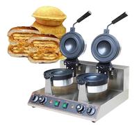 Machine à hamburgers électrique, gaufrier à hamburgers électrique 1200 W, machine de cuisson à hamburgers commerciale, contrôle de la température (50-300 °C / 122-572 °F) et du temps (0-5 mi