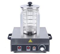 Machine à Hot-dog en Acier Inoxydable Machine à Hot-dog Grillée Commerciale avec Couvercle en Verre 2 Brochettes Chauffantes Pour Hot-dog Saucisse Machine à Pain