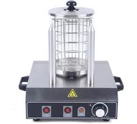 Machine à Hot-dog en Acier Inoxydable Machine à Hot-dog Grillée Commerciale avec Couvercle en Verre 2 Brochettes Chauffantes