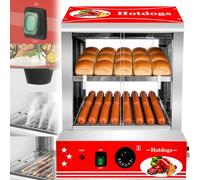 Machine à Hot Dog Professionnelle 27l/29qt, Hot Dog Machine | TempéRature 30° à 85°, Avec Porte Coulissante En Verre Trempé, Plaque De SéParation, Capacité 175 Hot-Dogs-50 Petits Pains