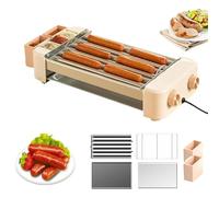 Machine à hot-dogs à rouleaux, grill électrique à saucisses avec température réglable de 120 à 250 °C, appareil de table à 4 ou 6 rouleaux pour les fêtes et la maison, bac à huile facile à nettoyer
