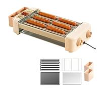 Machine à hot-dogs domestique,machine à rouleaux hot-dogs avec grille et boîte d'assaisonnement,contrôle de température 120-250°C, rotation à 360 °,for rouleaux saucisses petit-déjeuner(White)