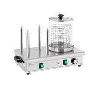 Royal Catering RCPHW 550 Machine À Hotdog Professionnelle Appareil Professionnel Chauffe-Saucisse Pain 4 Piques Plots 650 W
