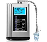 Machine à ioniser l'eau alcaline avec écran LCD Intelligent 3,8", Produit 7 Types d'eau Saine, pH réglable 3,5-10,5, Auto-nettoyante, Filtre à Charbon, adaptateurs universels,Silvery