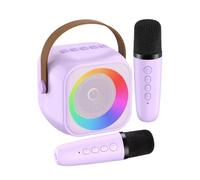 Machine à karaoké avec 2 microphones compatible Bluetooth - Microphone haut-parleur pour filles - Ensemble de chant portable avec microphones