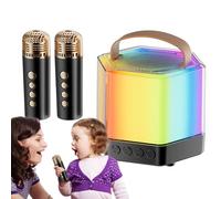 Machine à karaoké avec 2 microphones | Enceinte karaoké portable - Ensemble de microphone à haut-parleur sans fil à éclairage , 2 microphones sans fil pour camping, pique-nique, fêtes de famille