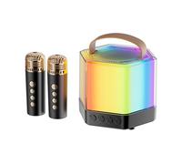 Machine à karaoké avec 2 microphones, machine à karaoké sans fil - Ensemble microphone et haut-parleur - Machine de portative extérieure pour les amis, Camping, fête, pique-nique