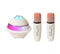 Machine à karaoké avec microphone sans fil, haut-parleur chantant portable avec lumières disco LED pour fête de famille, batterie rechargeable 1800 mAh (fruits de mer colorés)