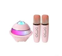 Machine à karaoké avec microphone sans fil, haut-parleur chantant portable avec lumières disco LED pour fête de famille, batterie rechargeable 1800 mAh (rose)