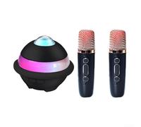 Machine à karaoké avec microphone sans fil, haut-parleur chantant portable avec lumières disco LED pour fête de famille, batterie rechargeable 1800 mAh (noir)