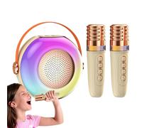 Machine à Karaoké,Haut-Parleur Nomade avec 2 Microphones,Enceinte Portable Lumineuse - Idéal pour Anniversaires Fêtes Familiales et Événements Festifs