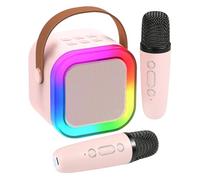 Machine à karaoké, Machine à karaoké pour | Haut-Parleur Portable avec lumières LED et 2 Microphones sans Fil,Haut-Parleur Chantant avec Microphone pour fête à la Maison, célébration d'anniversaire