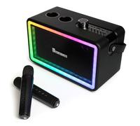 Machine à karaoké Mr Entertainer Neon avec microphones sans fil, haut-parleur portable et lumières