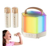 Machine à karaoké portable, machine à karaoké - Enceinte karaoké portable, éclairage 2 microphones sans fil Ensemble de haut-parleurs karaoké pour une meilleure ambiance de fête