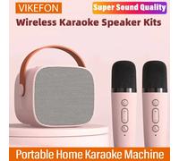 Machine à karaoké Portable sans fil, double Microphone, système HomeKTV DSP, haut-parleur Bluetooth, HIFI stéréo Surround, cadeau de fête pour enfants white 2 mic