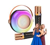 Machine à Karaoké pour,Haut-Parleur Nomade avec 2 Microphones | Machine à Karaoké Portable avec Lumières,Idéal pour Anniversaires Fêtes Familiales et Événements Festifs