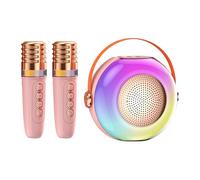 Machine à Karaoké pour - Lecteur de Musique avec Deux Microphones | Enceinte Portable Lumineuse | pour Les, Les Fêtes d'anniversaire à la Maison, Les Réunions