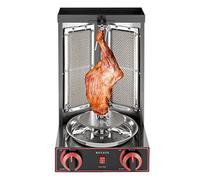 Machine à kebab à gaz, barbecue électrique professionnel pour la maison avec 2 brochettes à kebab en acier inoxydable 3000 W pour shawarma, kebab, restaurant et barbecue en plein air
