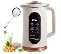 Machine à lait de soja et de noix de 1,5 L, machine automatique à lait d'avoine d'amande avec 10 lames, minuterie de 12 h et maintien au chaud, écran LED, machine à lait végétale autonettoyante pour