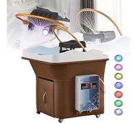 Machine à laver les cheveux avec thermostat intelligent à 4 roues, pommeau de douche et interrupteur chaud/froid pour thérapie par l'eau et la photothérapie - Offrez à vos cheveux un confort optimal