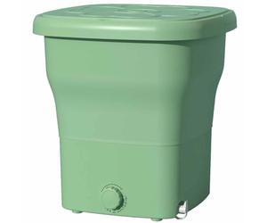 Machine à laver pliable, conception à couvercle supérieur, facile à utiliser, nettoyage par turbine, adaptée aux voyages, voyages d'affaires, etc. (vert)