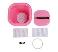 Machine à laver pliante portable, mini lave-linge pliable, sèche-linge, rechargeable, pour sous-vêtements, voyage, camping, appartement, silicone 29 x 29 x 28,5 cm, 1766 g (Pink)