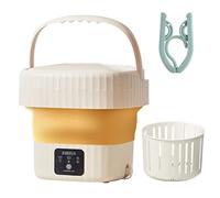 Machine à laver portable avec cintre, mini laveuse pliable et essorage - Petit seau pliable - Convient pour appartement dortoir, voyage, meilleur choix de cadeau - Jaune