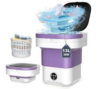 Machine à laver portable de 13 L, mini laveuse pliable de grande capacité et essorage avec nettoyage en profondeur des sous-vêtements, vêtements de bébé et petits vêtements (violet)