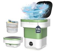 Machine à laver portable de 13 L, mini laveuse pliable de grande capacité et essorage avec nettoyage en profondeur des sous-vêtements, vêtements de bébé et petits vêtements (vert)