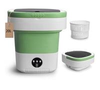 Machine à laver portable de 20 L, mini laveuse avec panier rotatif, 3 modes de nettoyage en profondeur, petit linge pliable amélioré pour hôtel, appartement, maison et voyage - Vert