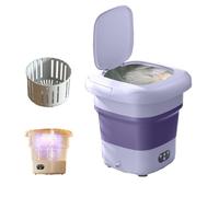 Machine À Laver Portable Pliable Avec Panier De Vidange 31x31x31.5cm Petite Laveuse Lavage Rapide Pour Appartement Dortoir Hôtel Camping Capacité De 9L(Purple)