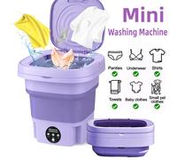 Machine à laver portable pliable de 11 L avec essoreuse, nettoyage en profondeur pour chaussettes, sous-vêtements et culottes, mini machine à laver pour usage domestique Violet