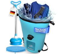 Machine à laver portable sans électricité - Trousse de lavage pliable avec piston - Petit et léger pour le lavage à la main, machine à laver de voyage - Mini trousse de lavage mobile d'extérieur pour