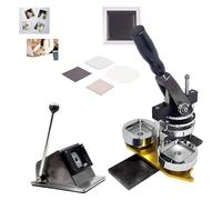 Machine à Magnets Photo carrés 5x5 cm avec découpeuse Photo, idéale pour créer des Badges personnalisés. Comprend 100 Feuilles de Papier Photo et 100 consommab