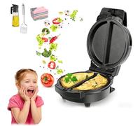 Machine à omelette électrique à double zone, anti-adhésif, avec voyants, base anti-soie, poignée anti-brûlure, rapide et facile, facile à nettoyer (machine à frire)